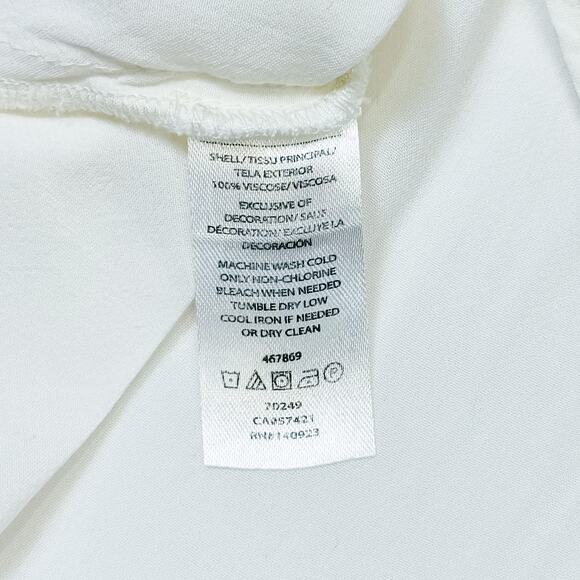 LOFT White & Blue Boho Embroidered Flutter Sleeve Blouse - XL - Picture 5 of 5